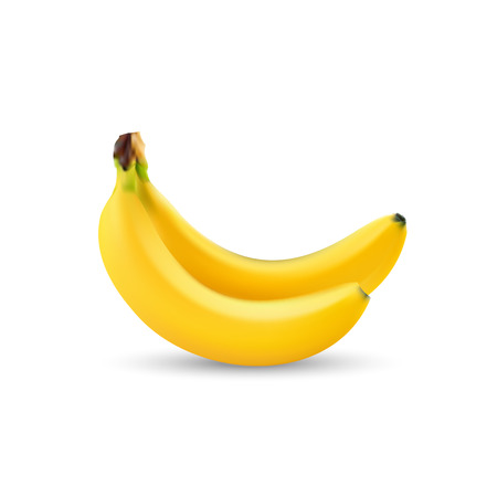 Ripe delicious yellow bananas on white backgroundのイラスト素材