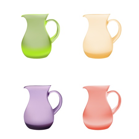 set of Illustration purple glass pitcher of juice on a white backgroundのイラスト素材