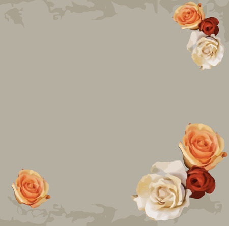 postcard with floral pattern on grey silk backgroundのイラスト素材