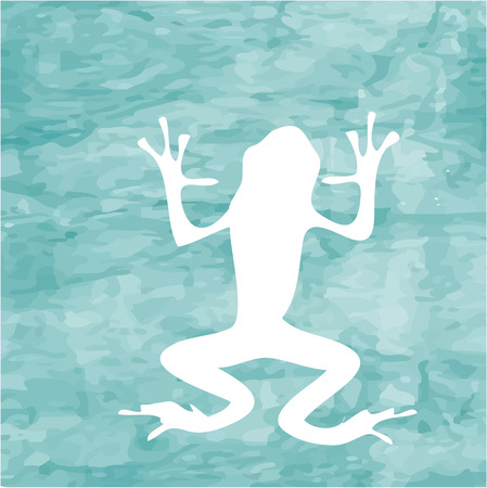 Abstract blue sea background with  large white frogのイラスト素材