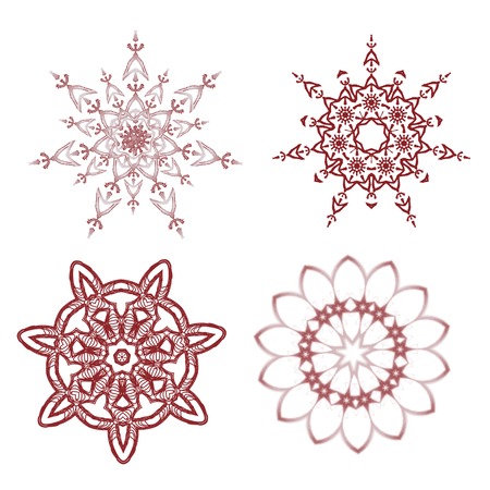 Set of red snowflakes holiday Christmas and New Yearのイラスト素材