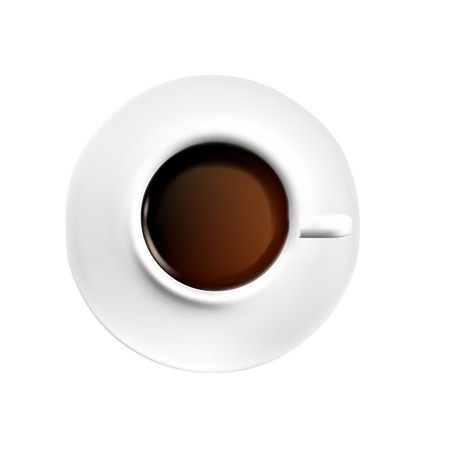 White porcelain Cup of black coffee on white backgroundのイラスト素材