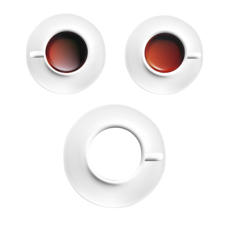 White porcelain Cup of black coffee on white backgroundのイラスト素材