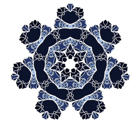 Lace  blue, azure, turquoise, aquamarine floral colorful ethnic ornament kaleidoscopeのイラスト素材
