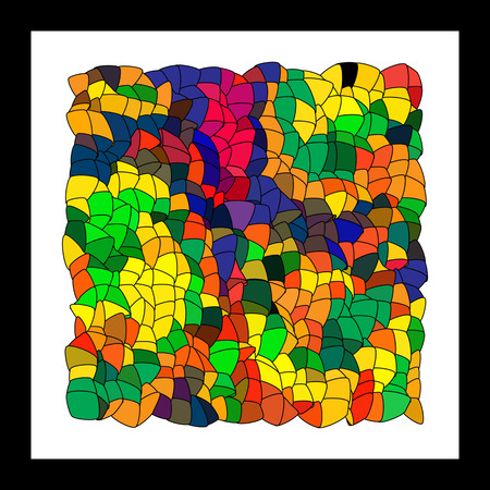 Modern abstract art bright blots and splashes in a black frameのイラスト素材