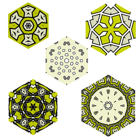 set of Lace  floral colorful ethnic ornament  pattern flowerのイラスト素材