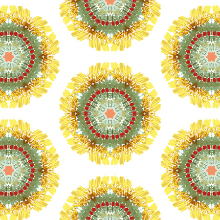 Bright spring and summer motifs for children clothes and decor. green and red colors, floral patterns.のイラスト素材