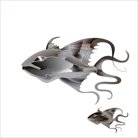 Fabulous illustration of a fantastic marine fish delicate purple shadesのイラスト素材