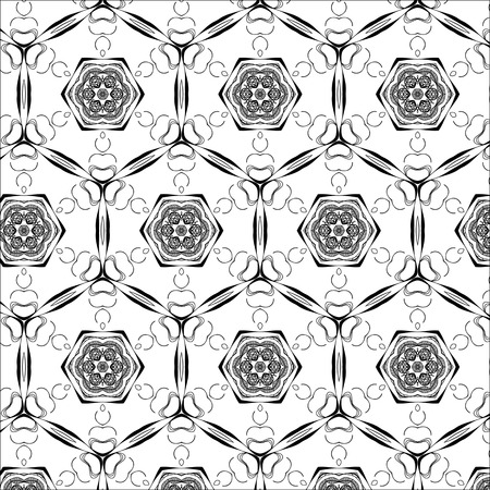 Primitive simple grey retro seamless pattern with lines and circlesのイラスト素材