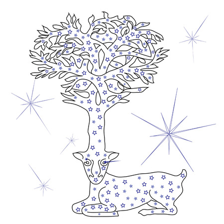 Fabulous animal. Starry deer with branched horns.のイラスト素材