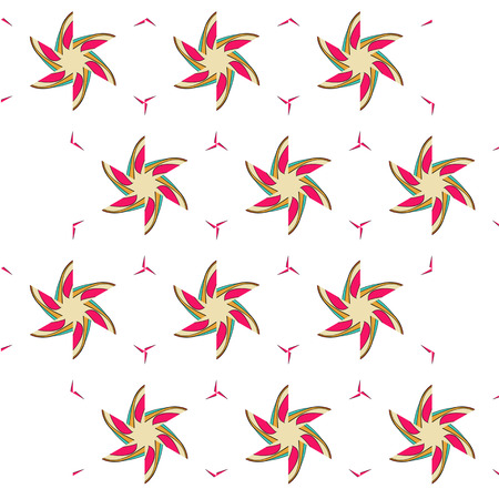 bright pattern in the style of the fifties, colorful kaleidoscope of red, orange and neonのイラスト素材