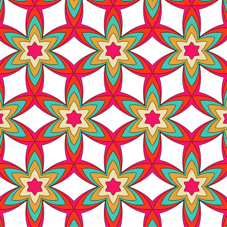 bright pattern in the style of the fifties, colorful kaleidoscope of red, orange and neonのイラスト素材