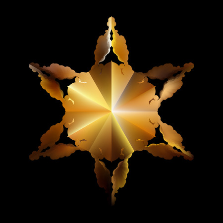 Ethnic shiny ornament in geometric pattern with flowers and crystals. Sequinsのイラスト素材