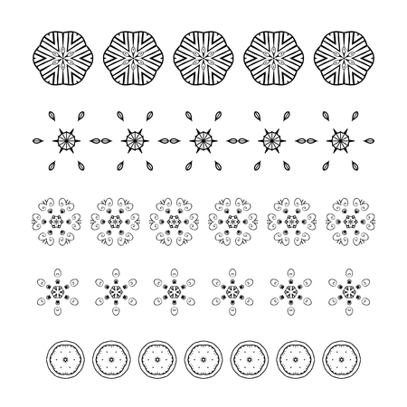 Set of Hand drawn ornament border set and fashion abstract design elementのイラスト素材