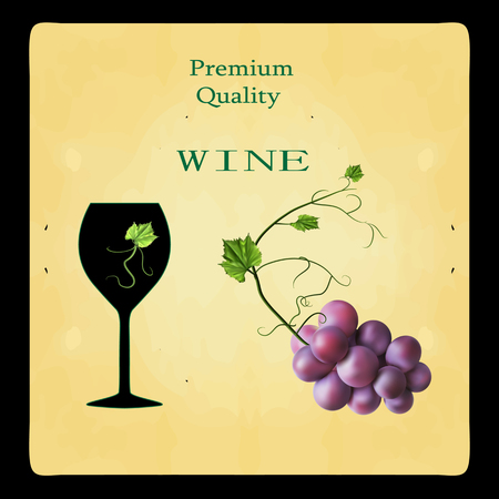 Fresh bunch of grapes purple pink on white background. Manufacturer of fresh juices and wine. Health and parties. Logo.のイラスト素材