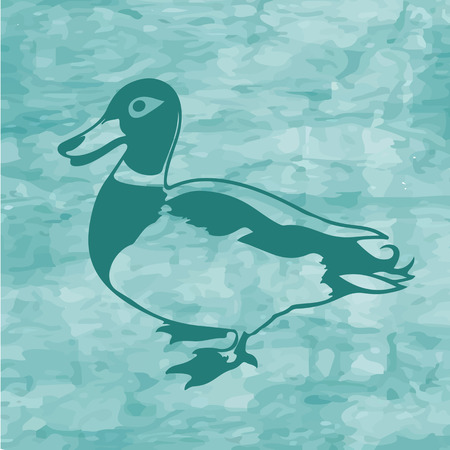 Funny spring Wallpaper with a duck on green background. The blur and stain.のイラスト素材