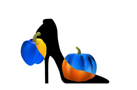 Black elegant high-heeled shoes. The art and fantasy of high fashion.のイラスト素材