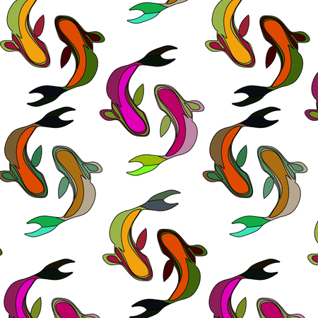 Fun colourful fishes in seamless pattern for baby products and picturesのイラスト素材