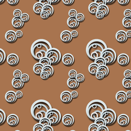 Abstract pattern with pale blue circles. Shadow, volume, 3d. Circles on brown background.の写真素材