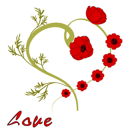 St. Valentine's Day. Background with red poppies to the day of St. Valentina.のイラスト素材