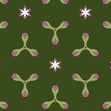 Pink cherry blossom sakura flowers in a Japanese style. Spring background Vector illustration.のイラスト素材