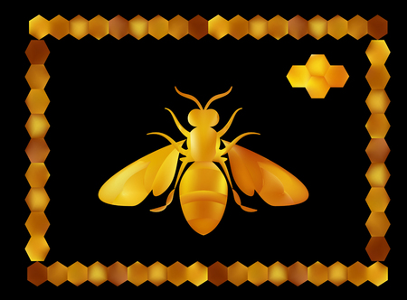 Golden honey bee uterus of summer day on white background.のイラスト素材