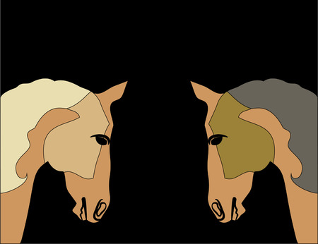 Cute silhouette muzzle purebred Arabian horses in brown colorsのイラスト素材