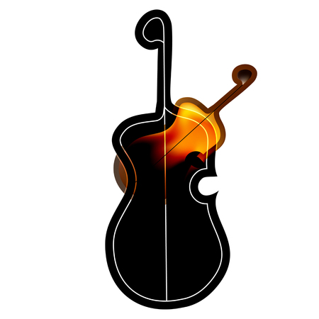 Art object stylized image of the guitar in the Gothic style. Fiery rock guitar.のイラスト素材