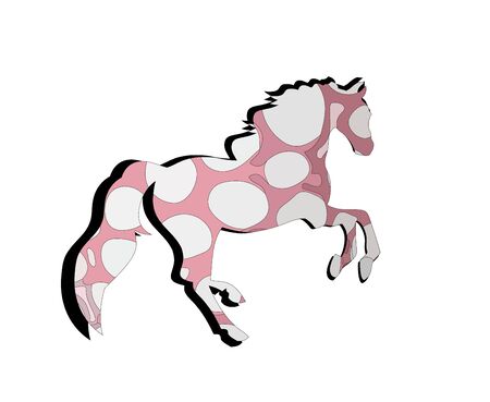 Silhouette of a beautiful horse with a developing mane. Abstract shapes and patterns on the horse silhouette.のイラスト素材