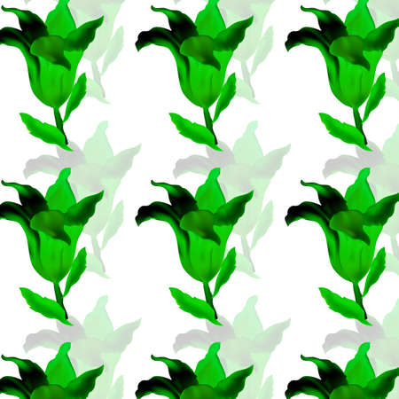 Photo realistic vector beautiful lily in vintage style. Vintage antique red background with lilies. seamless patternのイラスト素材