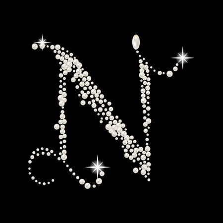 Capital Letters of English alphabet romantic with pearlsのイラスト素材