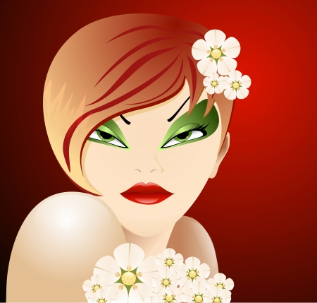 Sexy girl with green eyes and a weary lookのイラスト素材