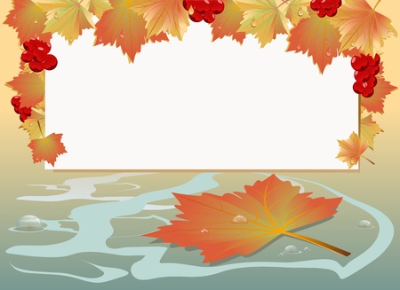 Autumn maple leaves with drops and background for textのイラスト素材