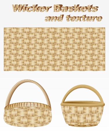 Wicker basket and textureのイラスト素材
