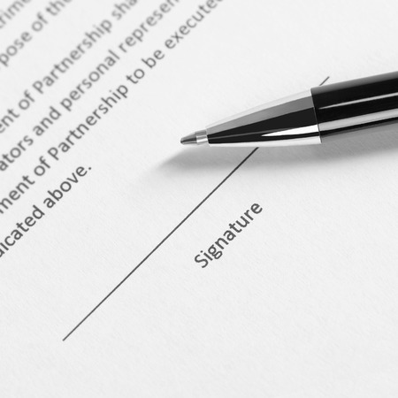 Signature field on document with penの写真素材