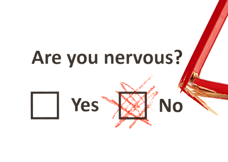 Are you nervous - text typing on the white paperの写真素材