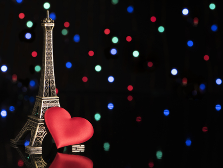 Eiffel tower with heart.Valentine's day romantic backgroundの写真素材