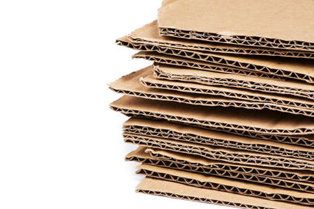 Stack of cardboard paper on white background