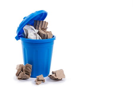 Recycling bin with paper, cardboard. Recycle conceptの写真素材
