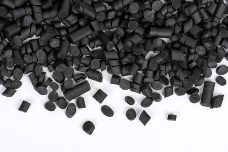 Close-up black rubber granules
