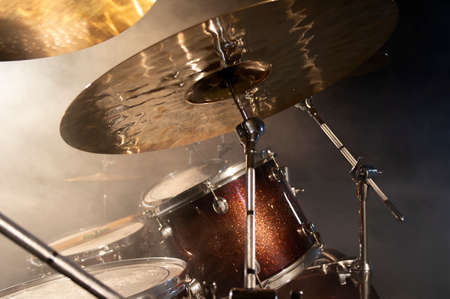Part of a drum kit against a black backgroundの写真素材
