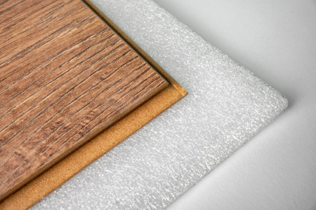 Close-up white foam underlay for laminate