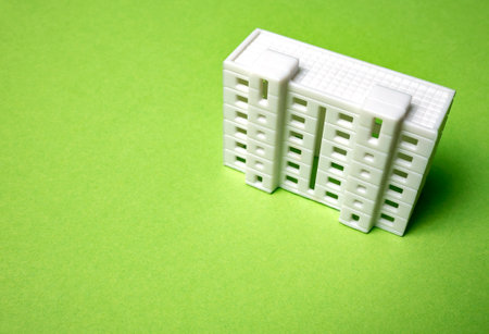 house on green background. abstract city landscapeの写真素材