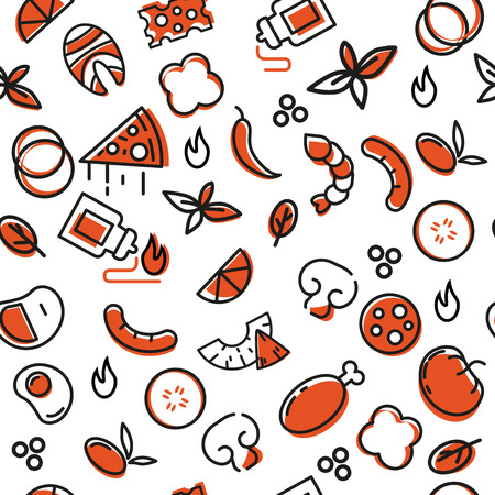 Seamless pattern ingredients for pizza. Designer pizzaのイラスト素材