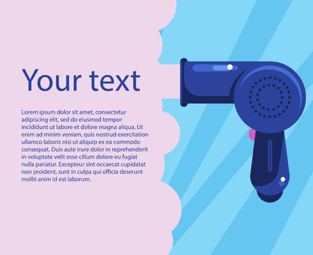 Hair dryer blows air. Template for posterのイラスト素材