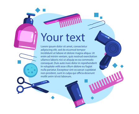 vector text banner hairdressing tools and cosmeticsのイラスト素材
