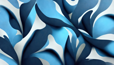 Floral pattern abstract background blue curve leafの素材