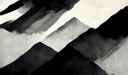 abstract painting. art background. geometric texture. Black white watercolor ink mix on paper collage grungeの素材