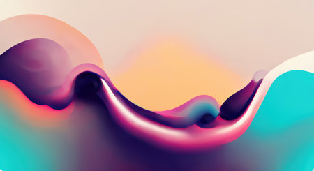 Graphic painting. Art splash. digital background. Colorful illustration flowing paint wavy mix of mint green beige rose purple composition pattern.の素材