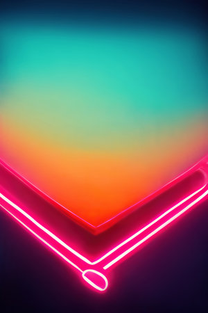 neon background. Blur glow. Fluorescent radiance. Defocused bright luminous blue orange pink purple color gradient light frame abstract art illustration with empty space.の素材